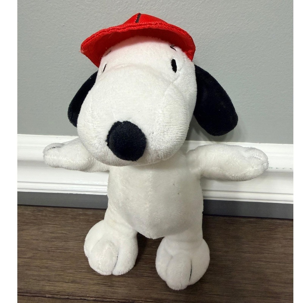 Peanuts Snoopy Plush Red Hat Orange Collar Stuffed Animal Toy 8 Inch Rare Dog